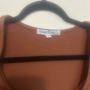 Velvet Torch Terracotta Ribbed Top
